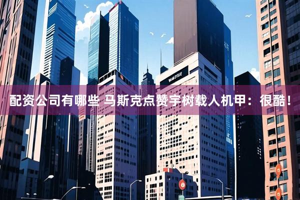 配资公司有哪些 马斯克点赞宇树载人机甲：很酷！